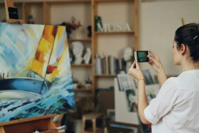 Photo artificial intelligence creative painting process